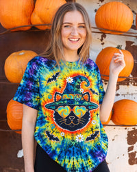 BLACK CAT WITCH HALLOWEEN BURST ALL OVER PRINT - TLTW2207263