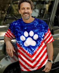PAW PRINT RED WHITE & BLUE  V SWIRL ALL OVER PRINT - TLTW2703263