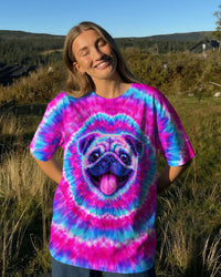 PUG DOG PINK & CYAN SWIRL ALL OVER PRINT - TLTW2502262