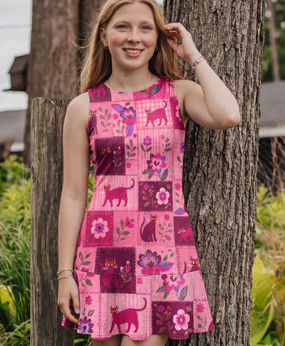 CAT WILDFLOWER PATCHWORK FLOUNCE DRESS  - TLHN3107263