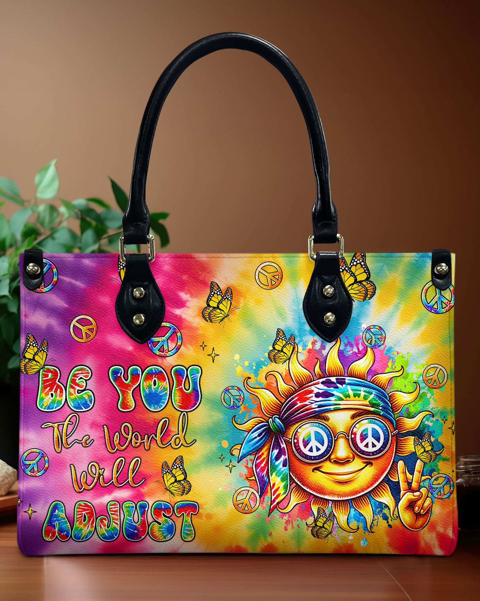 BE YOU THE WORLD WILL ADJUST SUN LEATHER HANDBAG - TLTR2308243