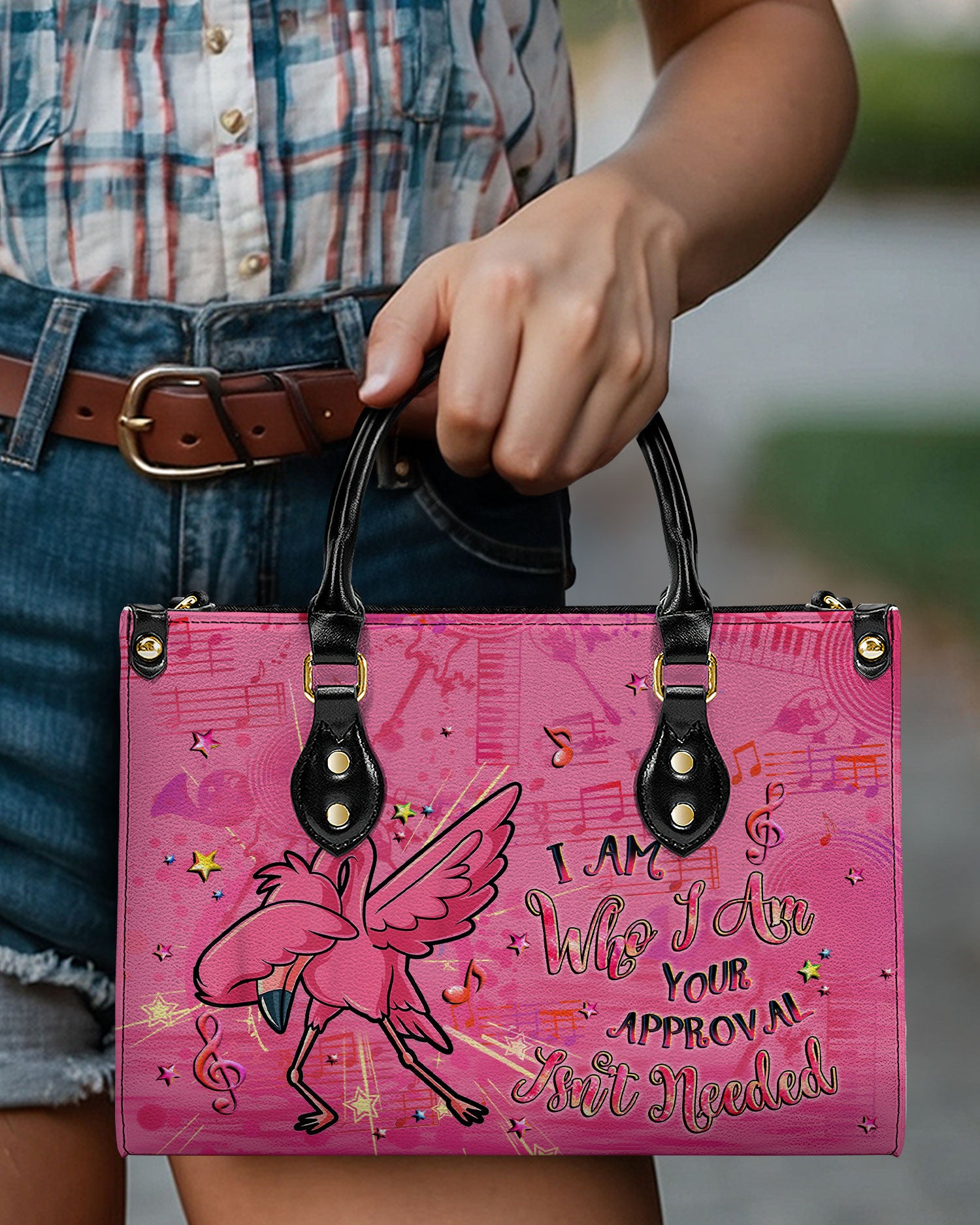 I AM WHO I AM FLAMINGO LEATHER HANDBAG - YHLT2907242