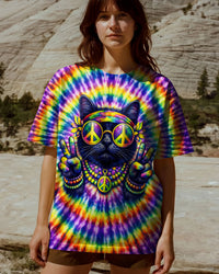 HIPPIE CAT COLORFUL SWIRL ALL OVER PRINT - TLTW2301261