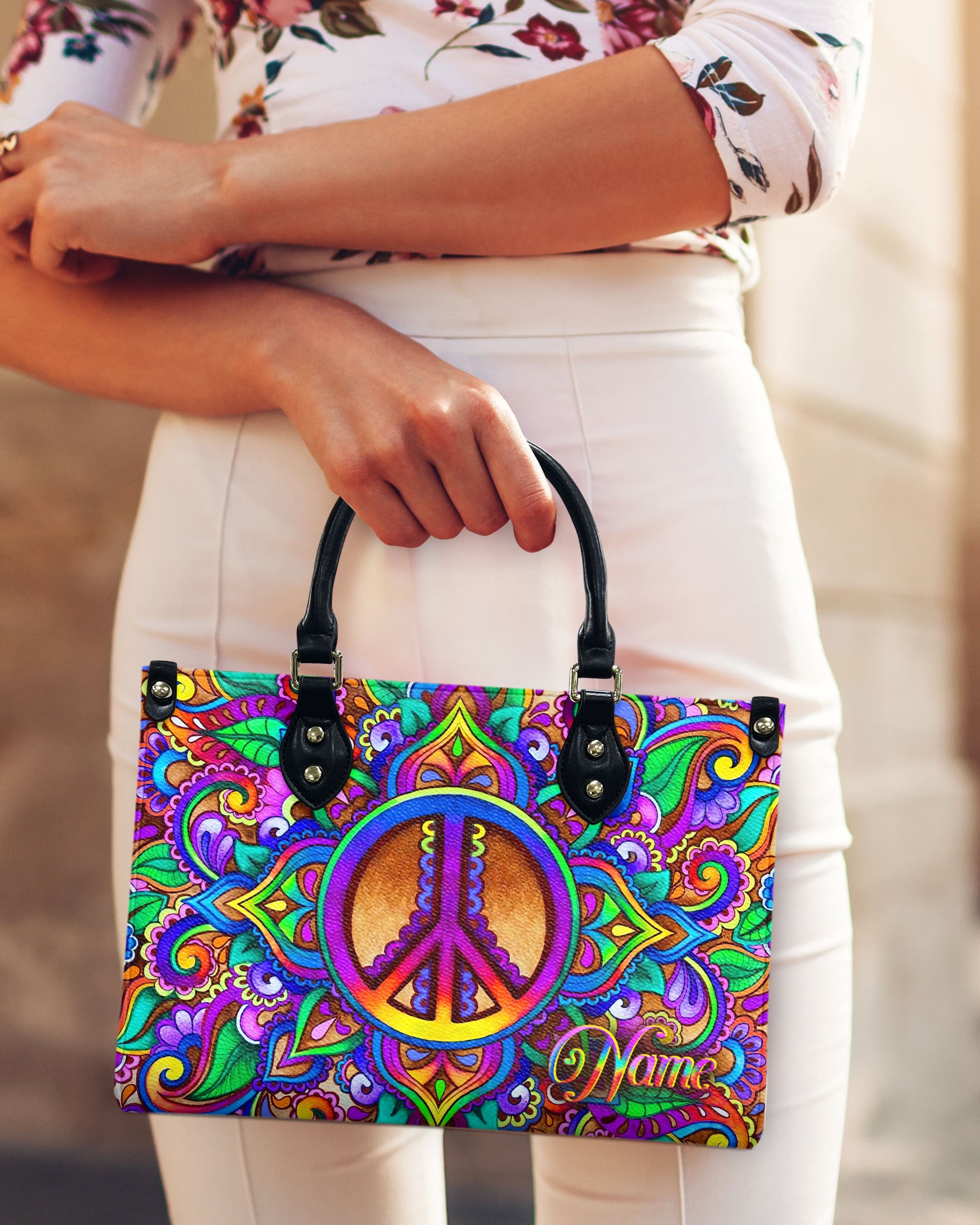 COLORFUL PEACE HIPPIE LEATHER HANDBAG - YHLT0912245