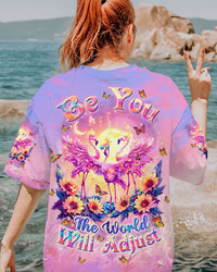 BE YOU THE WORLD WILL ADJUST FLAMINGO ALL OVER PRINT - TLTW1504244