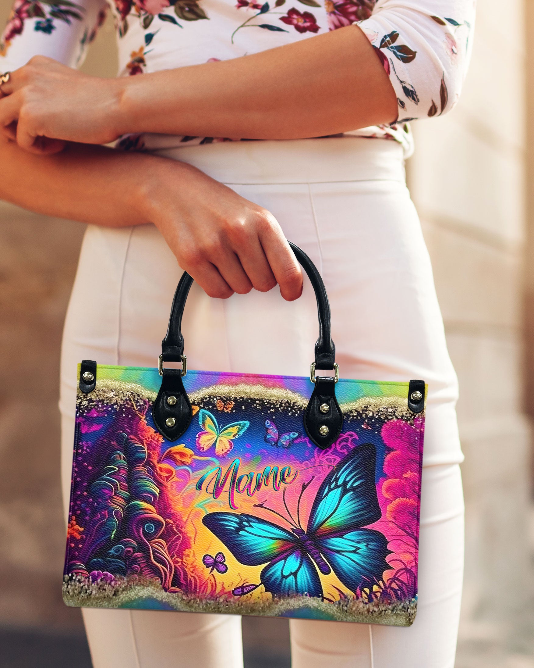 PEACEFUL NATURE BUTTERFLY LEATHER HANDBAG - YHLT1112244