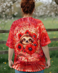 JUST BREATHE SLOTH RED SWIRL ALL OVER PRINT - TLTW0804261