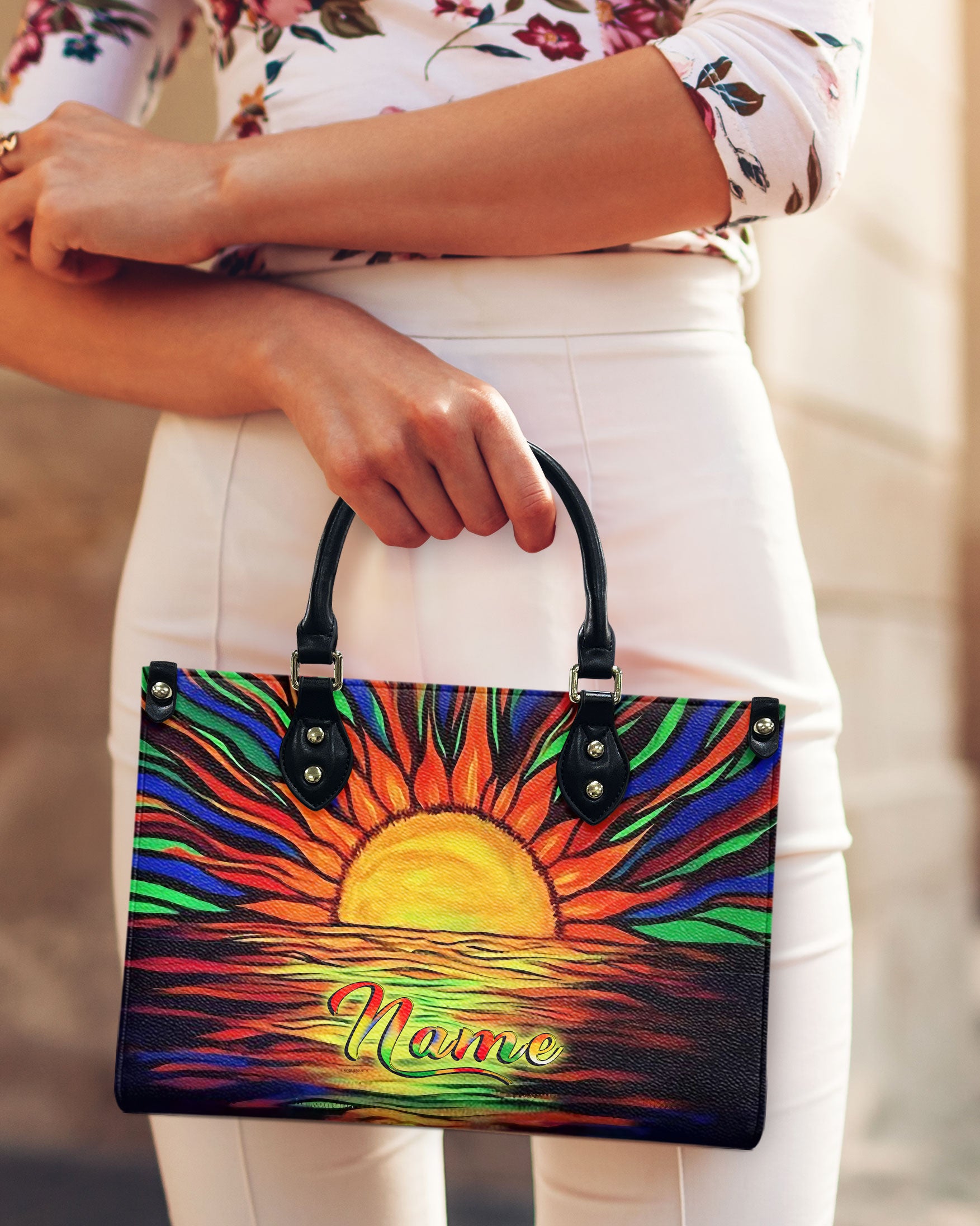 COLORFUL HIPPIE SUN LEATHER HANDBAG - YHLT1811245