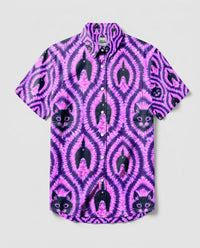FUNNY CAT PATTERN BUTTON-DOWN COLLAR SHIRT  - TLHN0306262