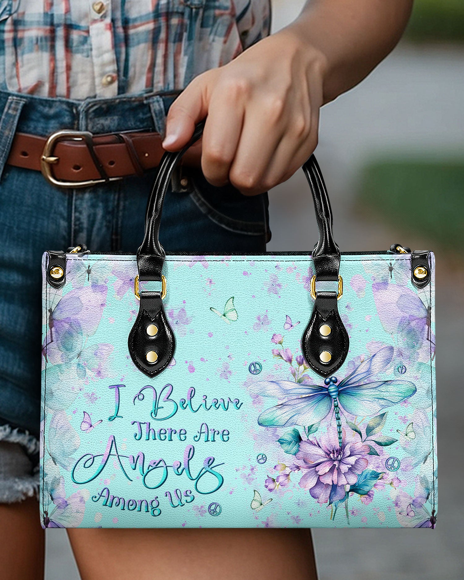 I BELIEVE THERE ARE ANGELS AMONG US LEATHER HANDBAG - YHLN2603243