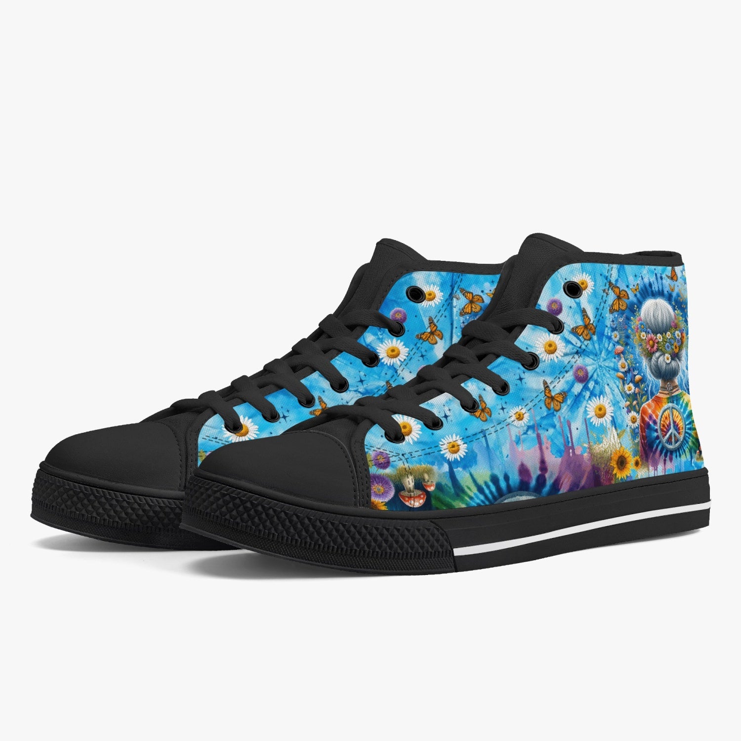 OLD HIPPIE TIE DYE HIGH TOP CANVAS SHOES - TYTM0512237