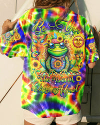 BE YOU THE WORLD WILL ADJUST TIE DYE FROG ALL OVER PRINT - YHDU0112233
