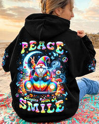 PEACE BEGINS WITH A SMILE GNOME ALL OVER PRINT - YHDU2203241