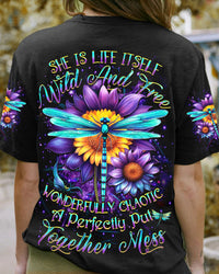 SHE IS LIFE ITSELF WILD AND FREE DRAGONFLY ALL OVER PRINT - YHDU0410233