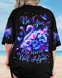 BE YOU THE WORLD WILL ADJUST FLAMINGO ALL OVER PRINT - YHDU1604243
