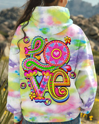 HIPPIE PEACE LOVE FLOWERS TIE DYE ALL OVER PRINT - YHLT1610241