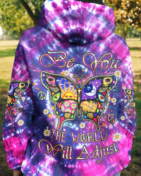 BE YOU THE WORLD WILL ADJUST BUTTERFLY ALL OVER PRINT - YHDU1611231