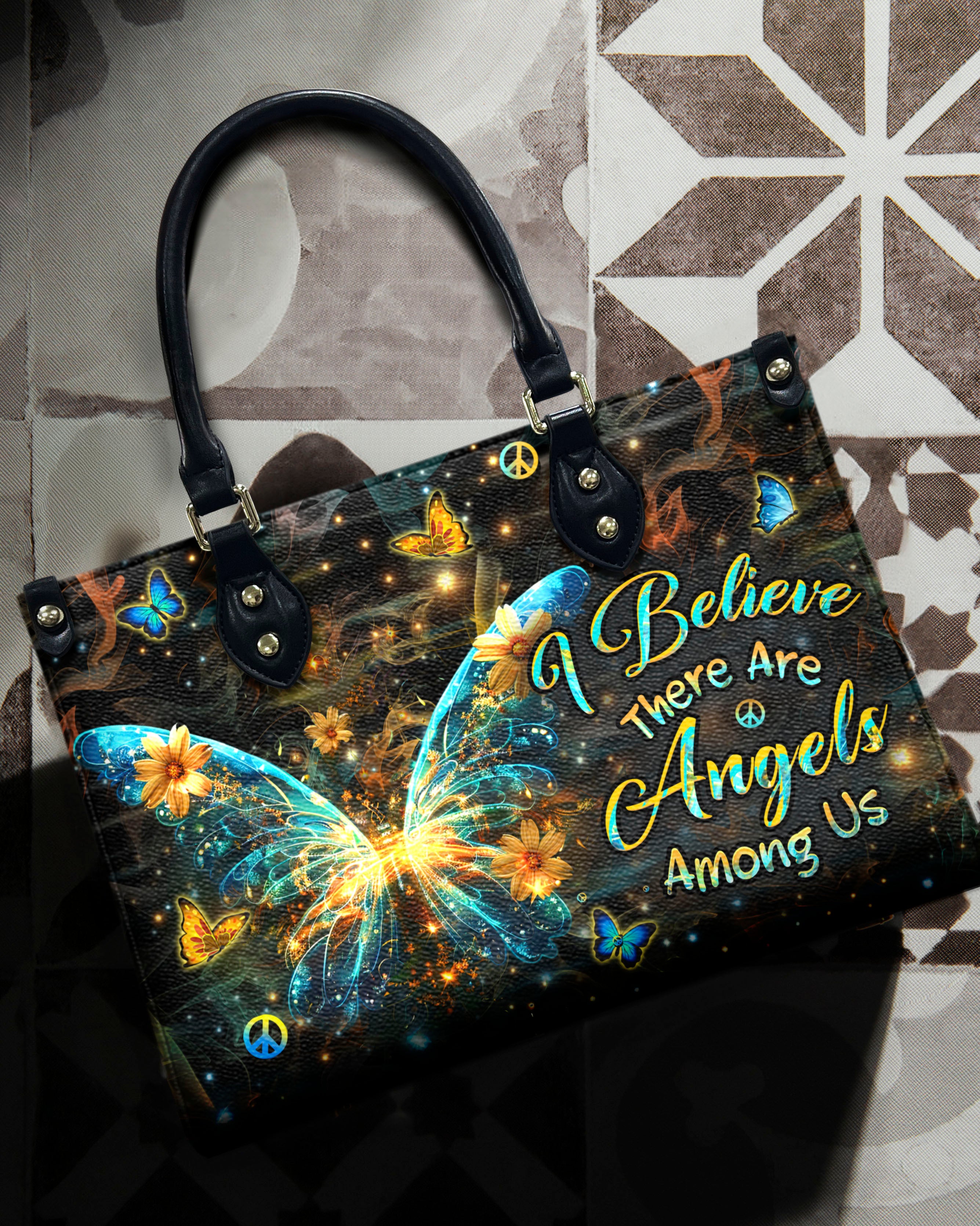 I BELIEVE THERE ARE ANGELS AMONG US LEATHER HANDBAG - YHHN2208241