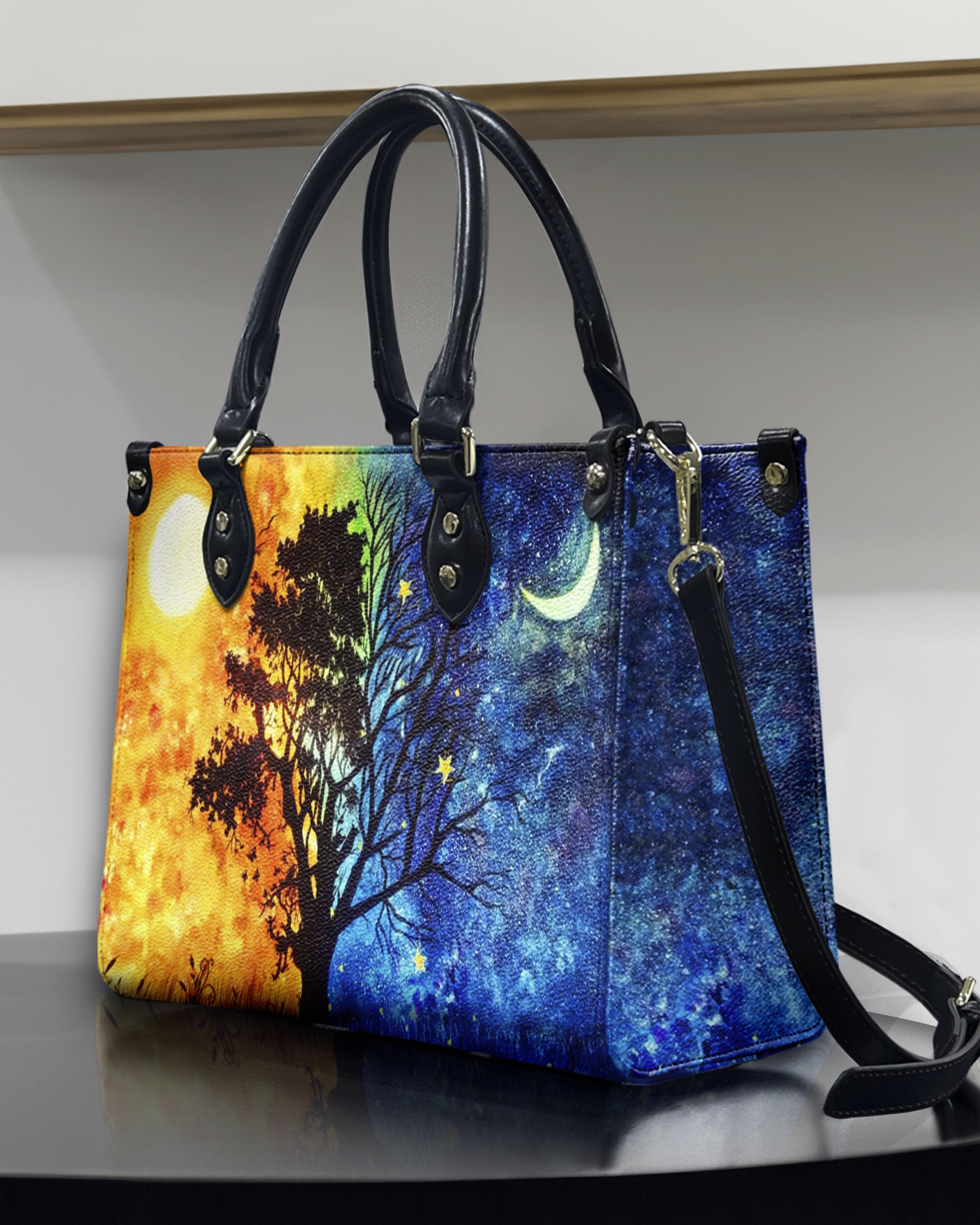 TREE OF LIFE SUN AND MOON LEATHER HANDBAG - YHHN2907244