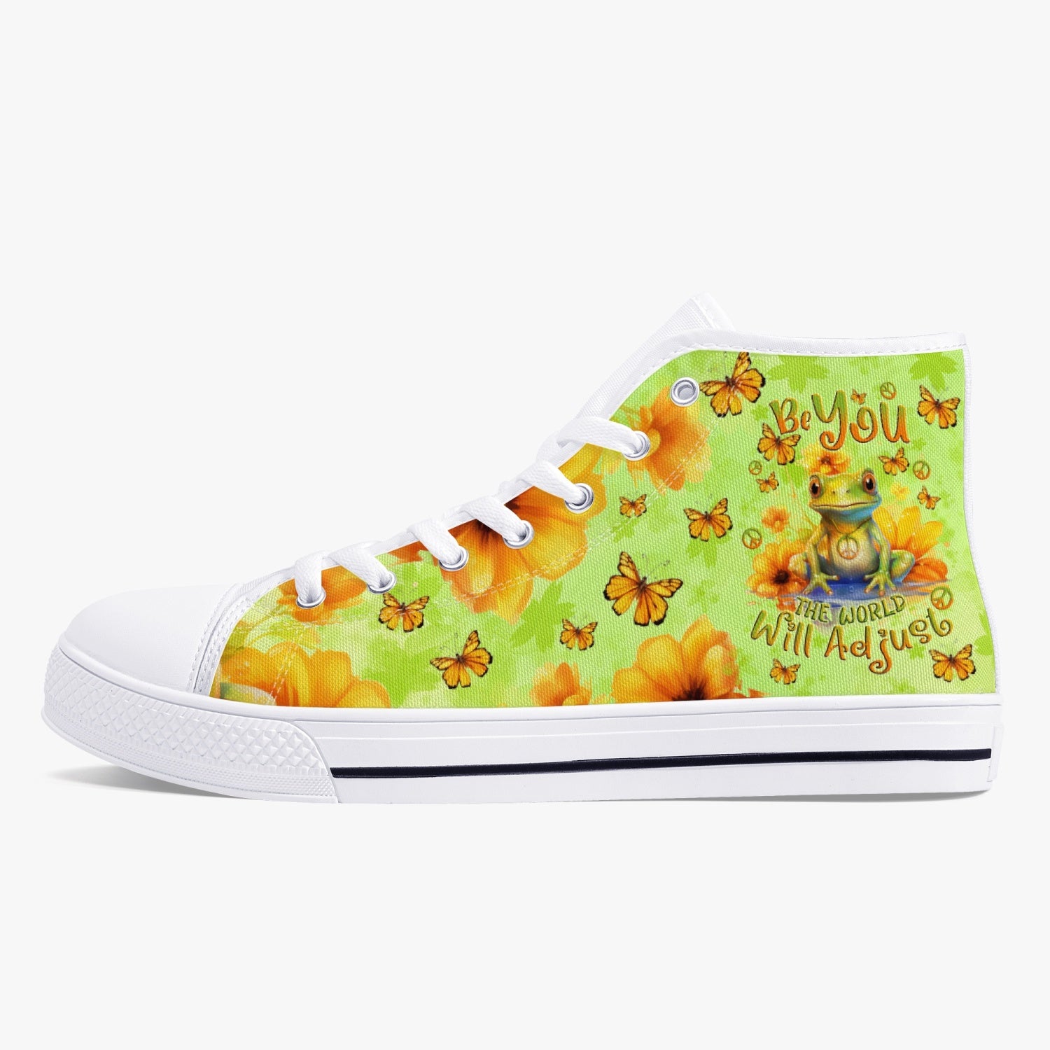 BE YOU THE WORLD WILL ADJUST FROG HIGH TOP CANVAS SHOES - TLNO3110234