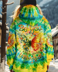 BE YOU THE WORLD WILL ADJUST BUTTERFLY TIE DYE  ALL OVER PRINT  - TLTW0801255