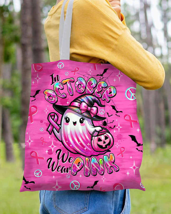 IN OCTOBER WE WEAR PINK BOO BREAST CANCER TOTE BAG  - TLTW1208254