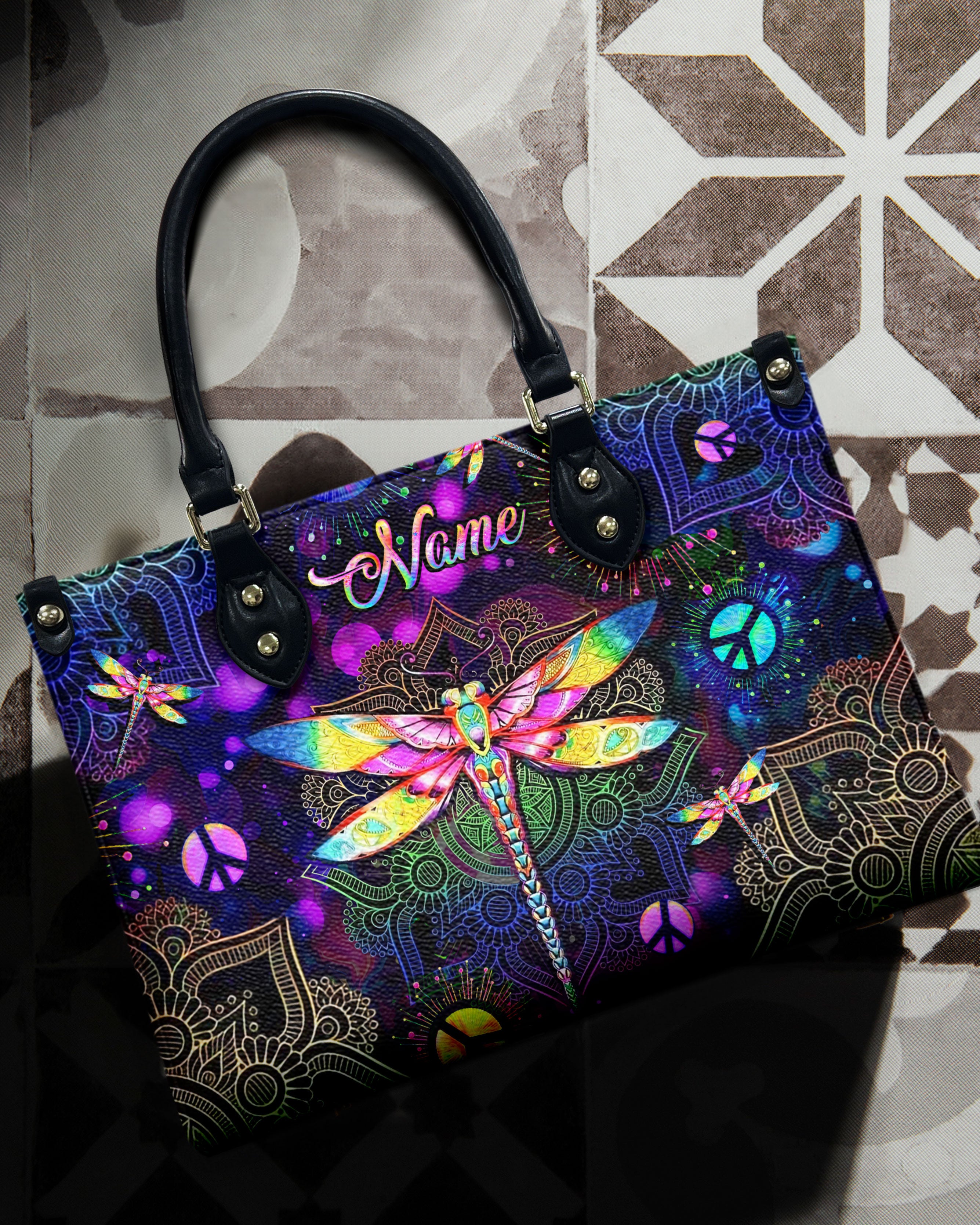 MANDALA DRAGONFLY LEATHER HANDBAG - YHLT2308243