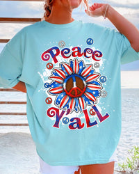 PEACE Y'ALL SUNFLOWER AMERICA TIE DYE COTTON SHIRT - TLTW2306234
