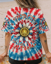 PEACE Y'ALL SUNFLOWER AMERICA TIE DYE ALL OVER PRINT - TLTW1504255
