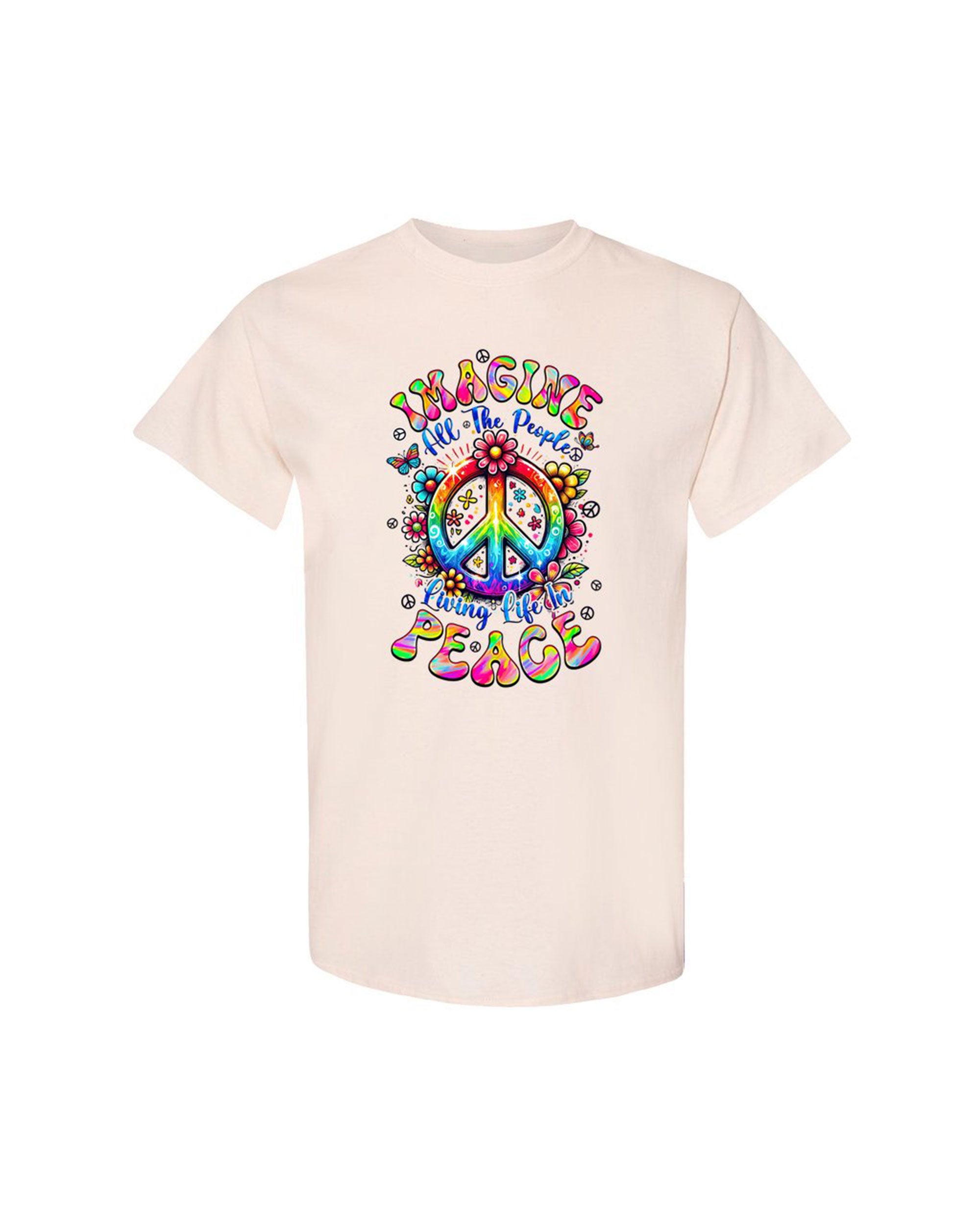 IMAGINE ALL THE PEOPLE LIVING LIFE IN PEACE TIE DYE COTTON SHIRT - TYQY1504257