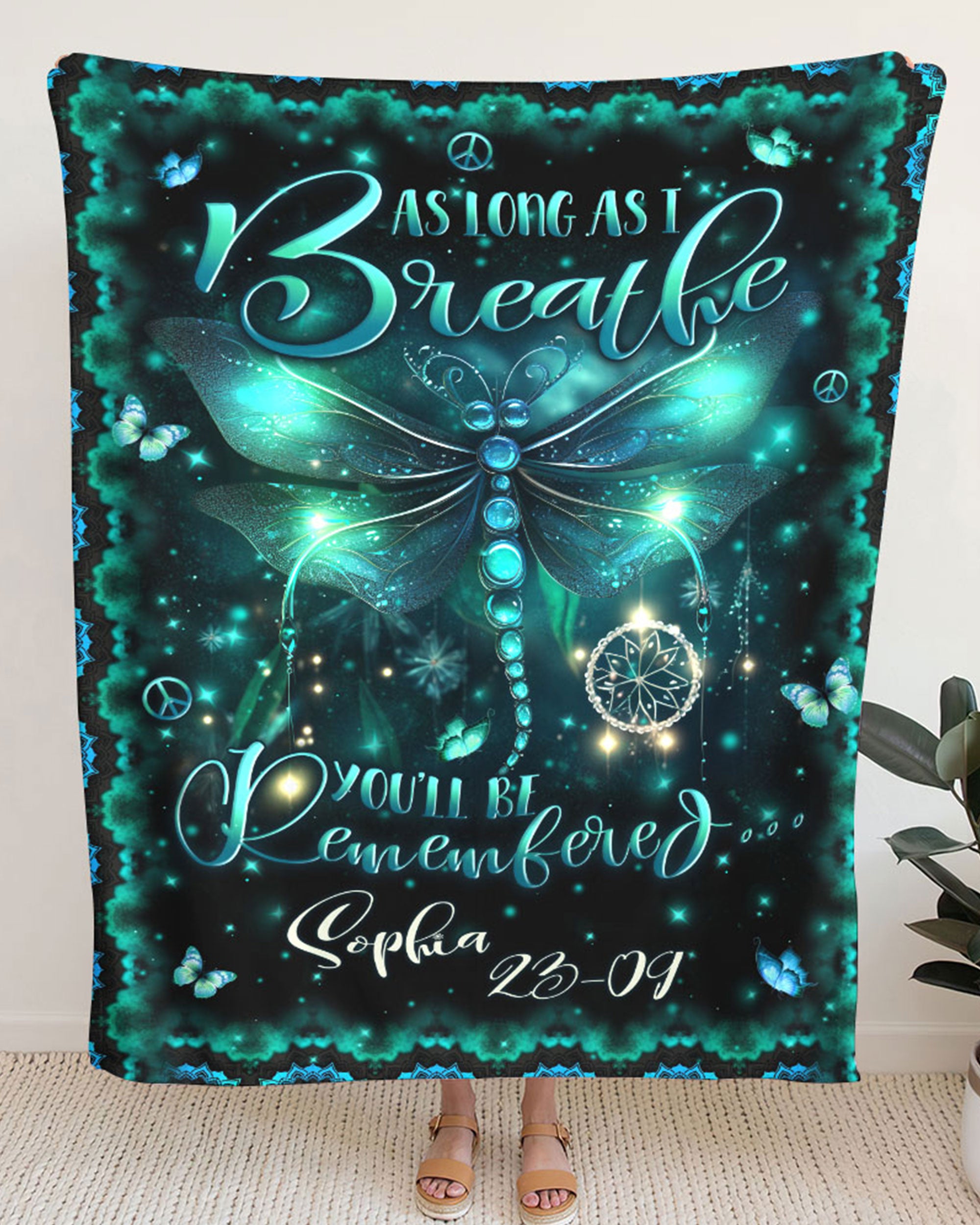 PERSONALIZED YOU'LL BE REMEMBERED DRAGONFLY FLEECE BLANKET - YHLN0602252