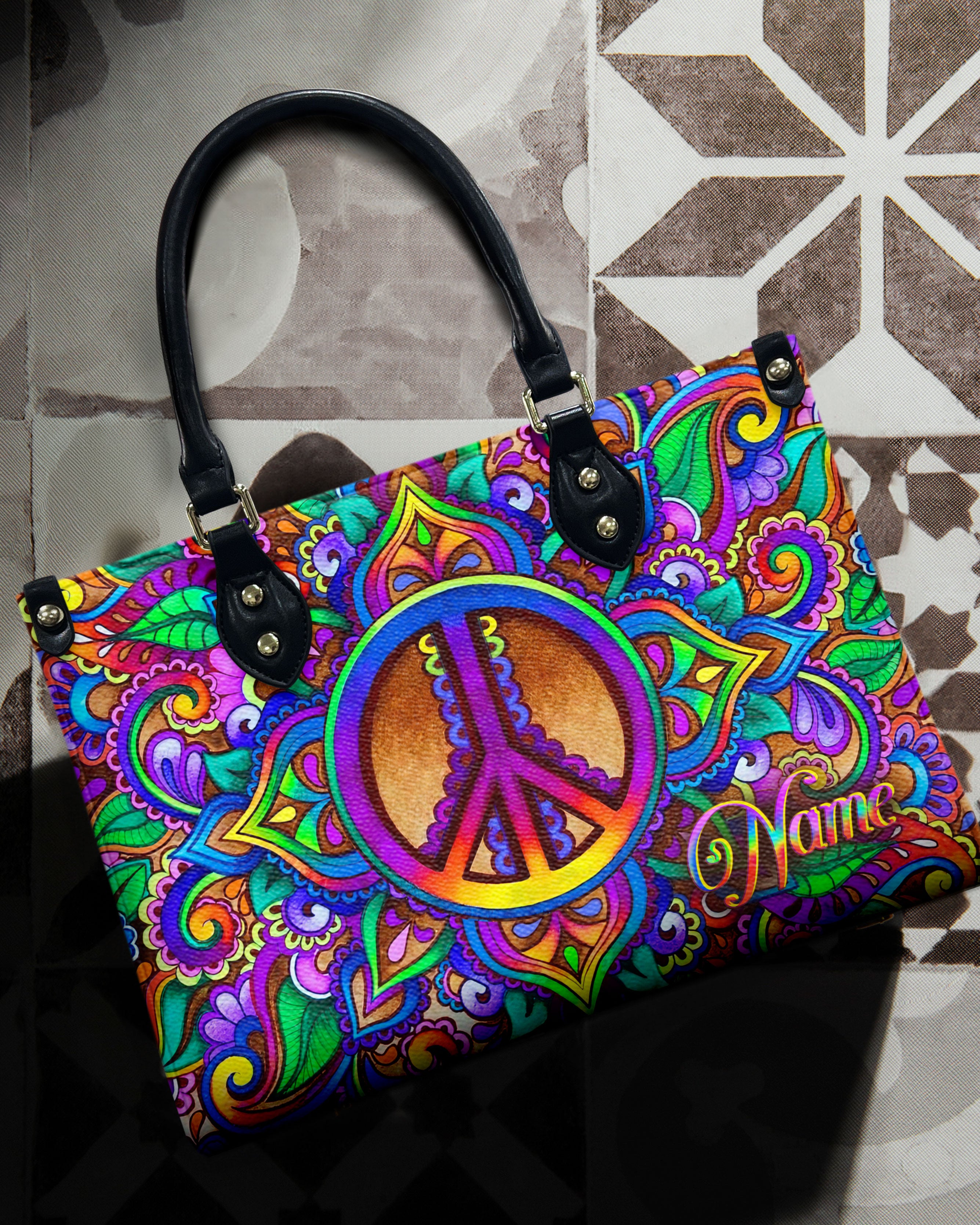 COLORFUL PEACE HIPPIE LEATHER HANDBAG - YHLT0912245