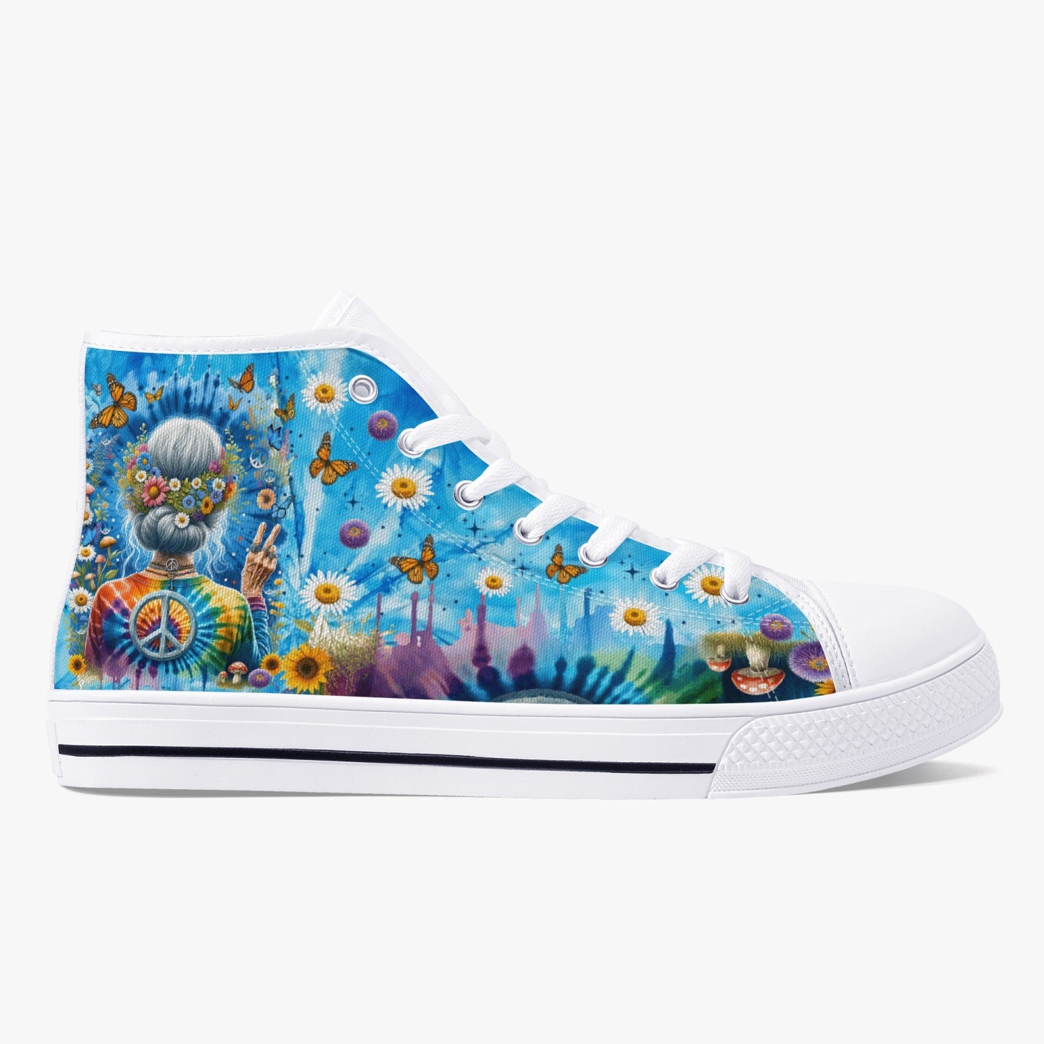 OLD HIPPIE TIE DYE HIGH TOP CANVAS SHOES - TYTM0512237