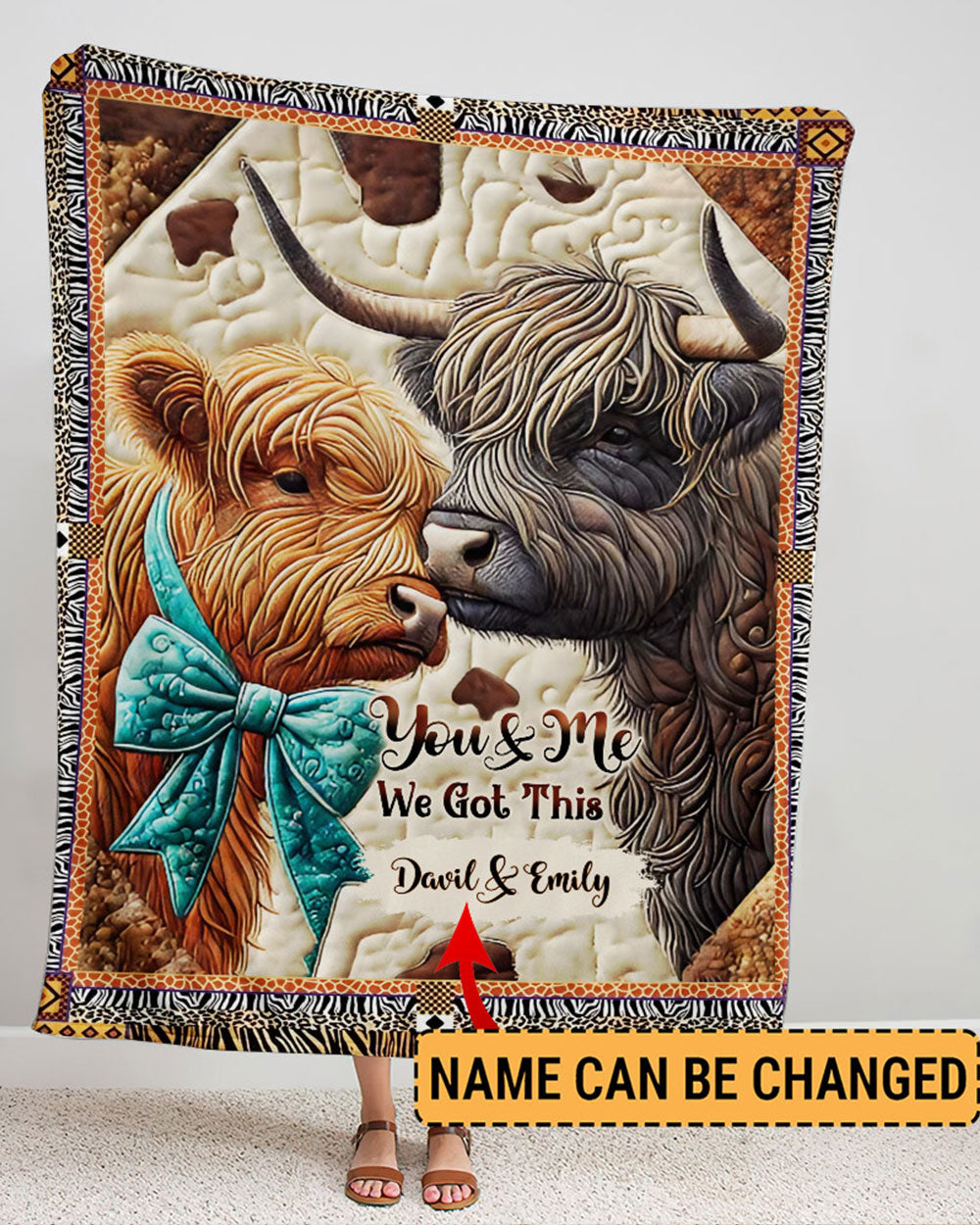 PERSONALIZED COUPLE COW FLEECE BLANKET - YHHN1401254