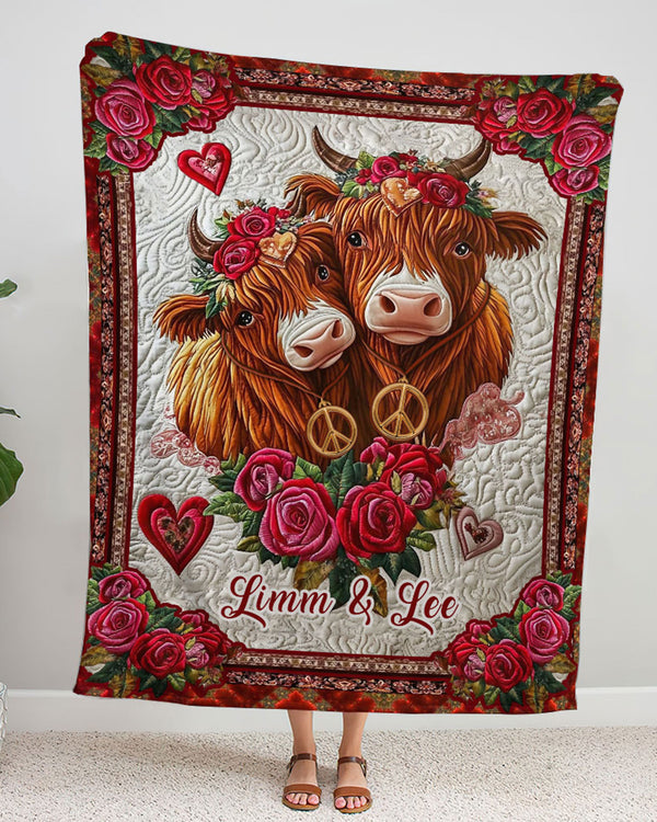 PERSONALIZED COUPLE COW FLEECE BLANKET - YHLT0502254