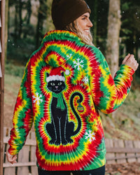 BLACK CAT MERRY CHRISTMAS SWIRL ALL OVER PRINT - TLTW0210262