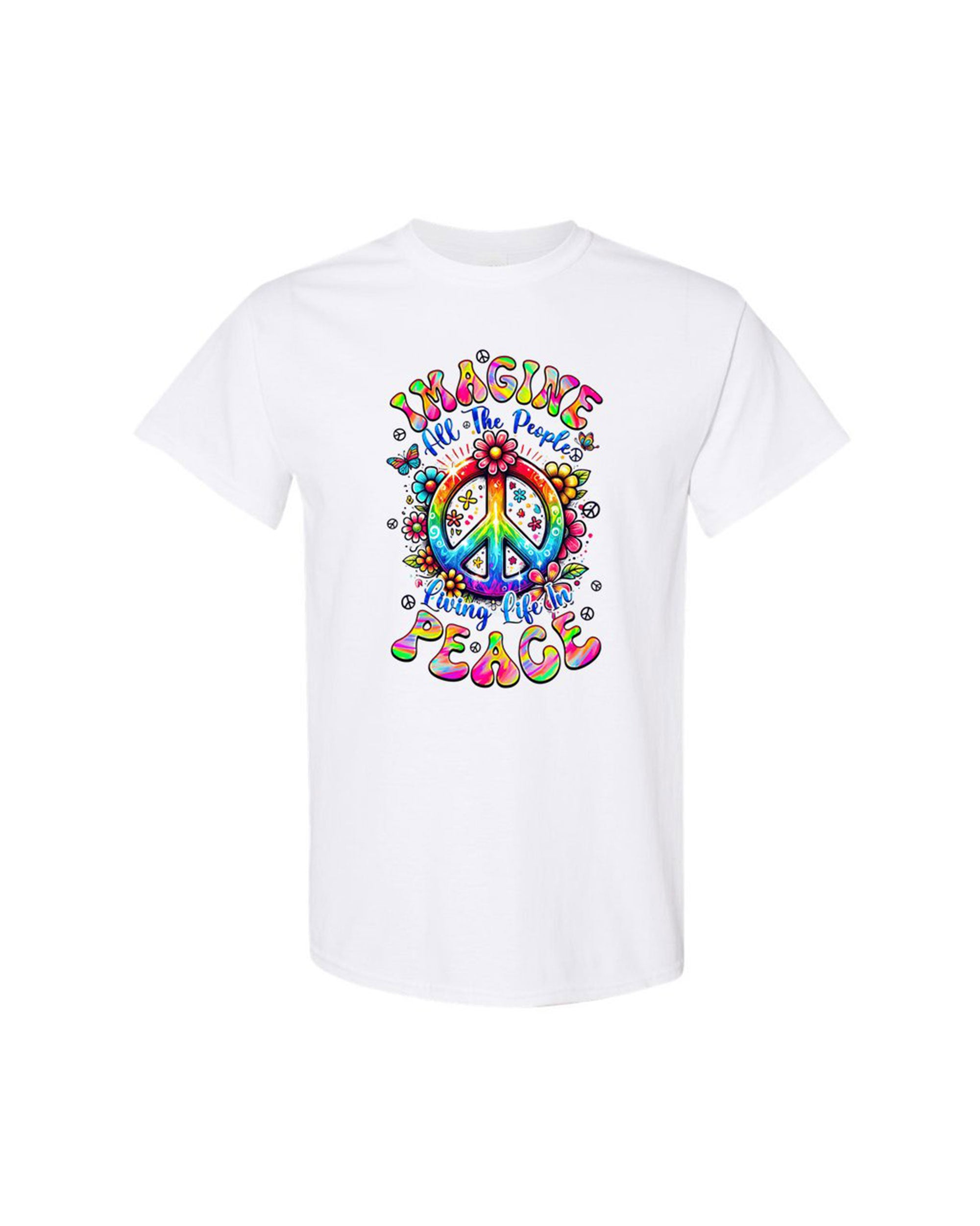 IMAGINE ALL THE PEOPLE LIVING LIFE IN PEACE TIE DYE COTTON SHIRT - TYQY1504257