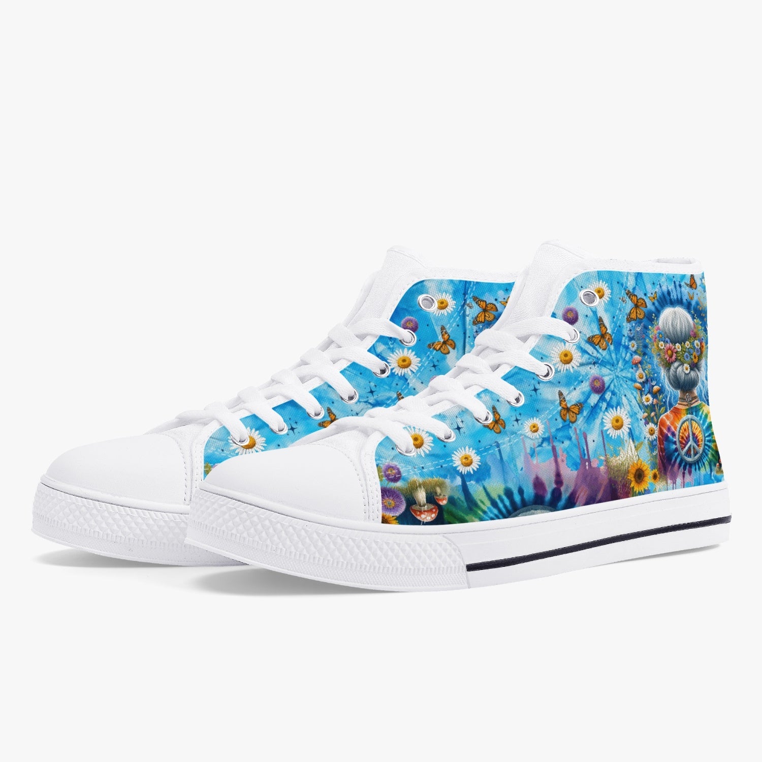 OLD HIPPIE TIE DYE HIGH TOP CANVAS SHOES - TYTM0512237