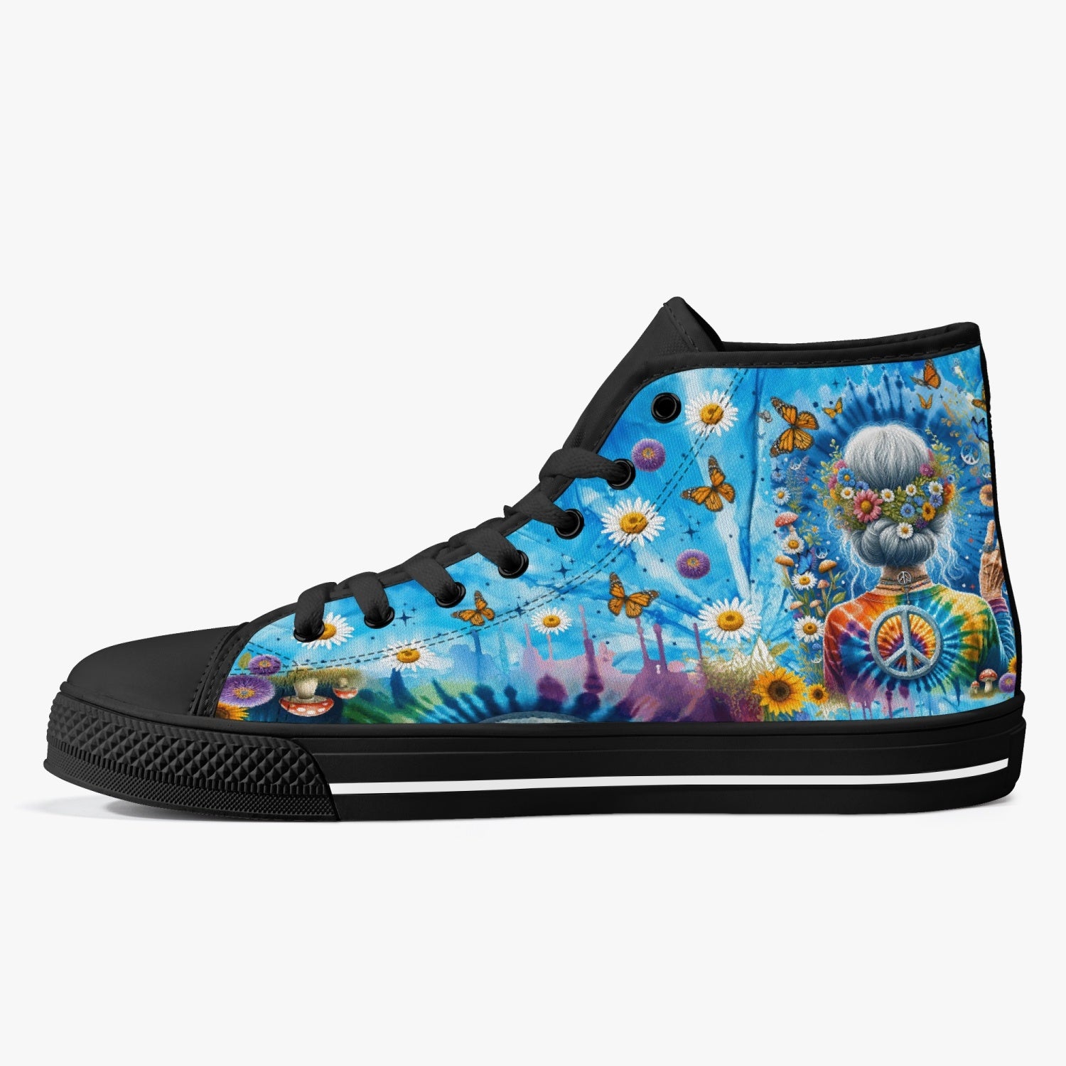 OLD HIPPIE TIE DYE HIGH TOP CANVAS SHOES - TYTM0512237