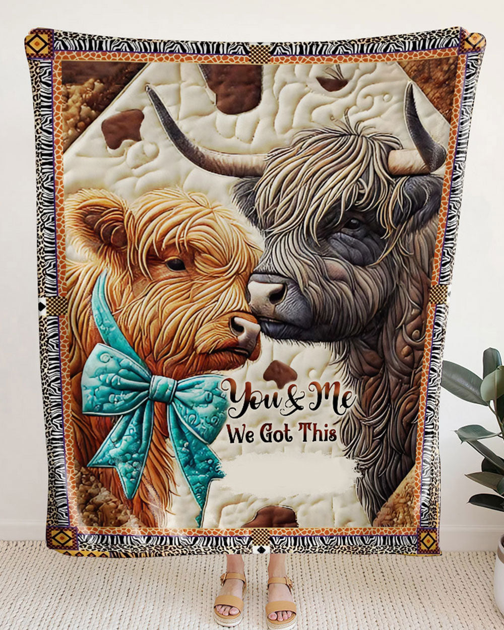 PERSONALIZED COUPLE COW FLEECE BLANKET - YHHN1401254