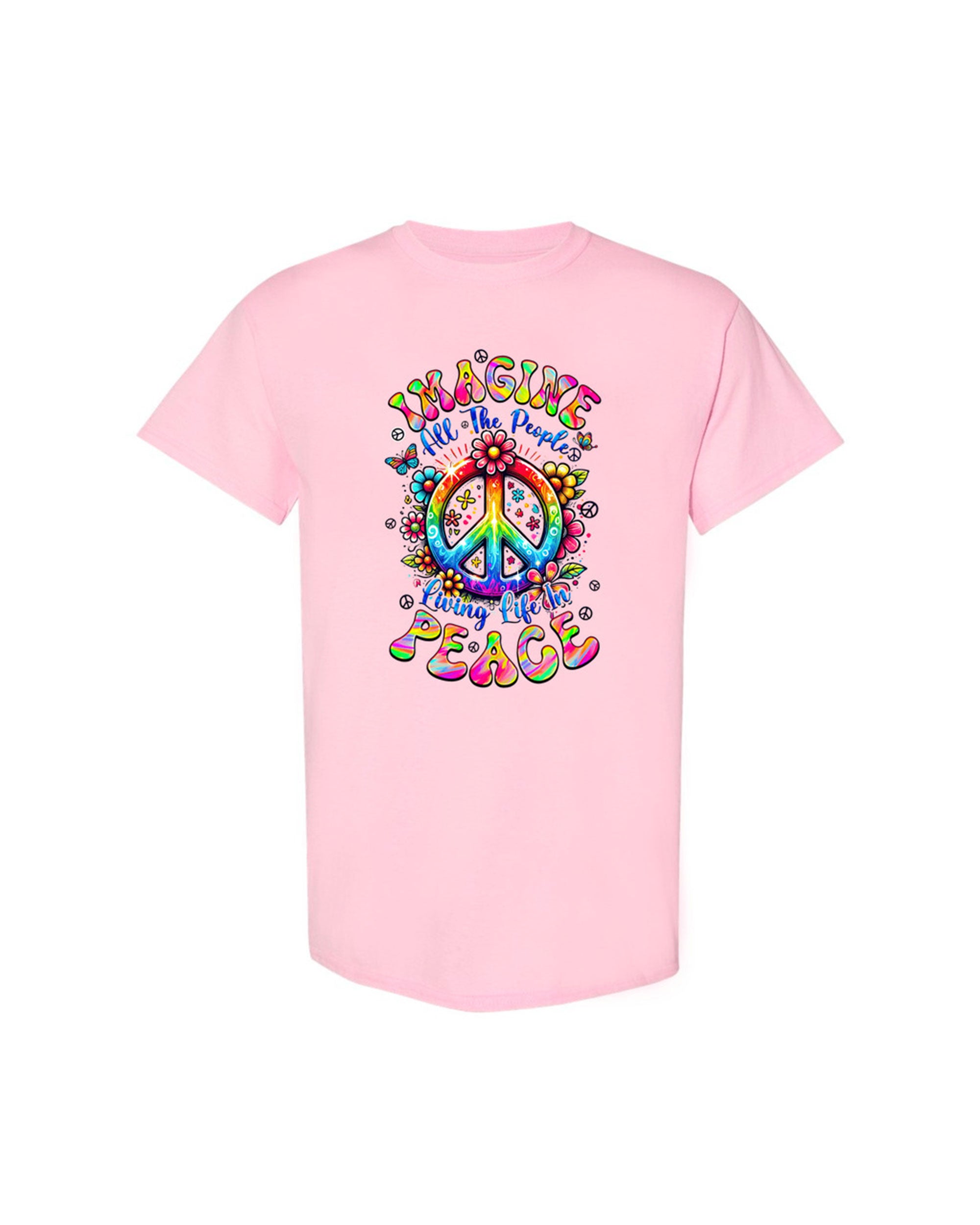IMAGINE ALL THE PEOPLE LIVING LIFE IN PEACE TIE DYE COTTON SHIRT - TYQY1504257
