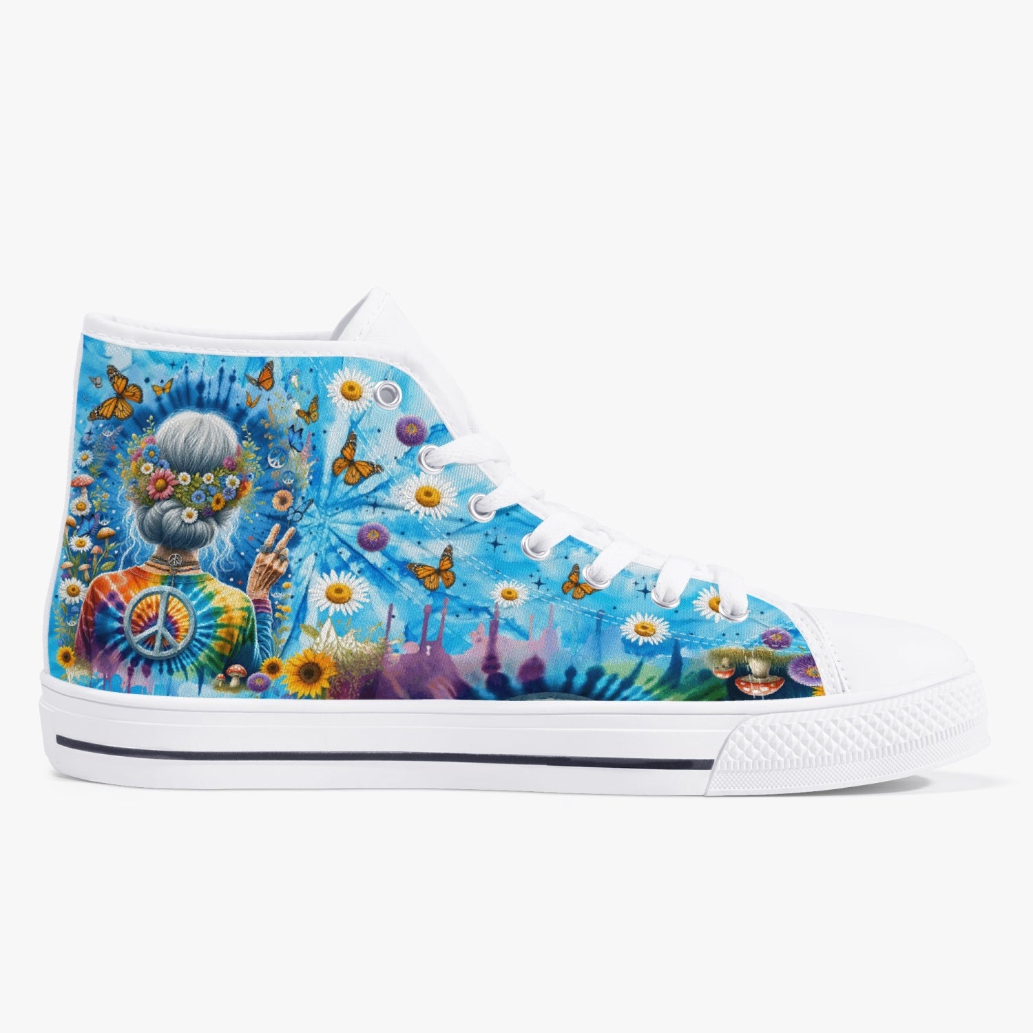 OLD HIPPIE TIE DYE HIGH TOP CANVAS SHOES - TYTM0512237