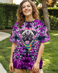 PURPLE SWIRL FUNNY PUG DOG ALL OVER PRINT - YHLT0202261