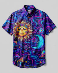 COSMIC SUN AND MOON HARMONY BUTTON-DOWN COLLAR SHIRT - TYLN1906261