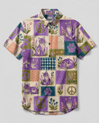 CAT & FLORAL BUTTON-DOWN COLLAR SHIRT  - TLTW1708262