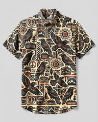 TRIBAL RAVEN MOSAIC  BUTTON-DOWN COLLAR SHIRT  - TLHG2908266