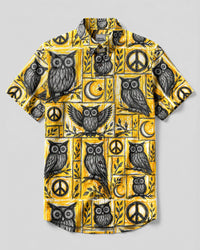 OWL SKETCH PATCHWORK BUTTON-DOWN COLLAR SHIRT  - TLHG0309263