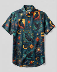 MYSTIC RAVEN PATCHWORK BUTTON-DOWN COLLAR SHIRT - TYLN1409264