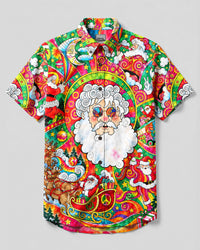 GROOVY SANTA CHRISTMAS BUTTON-DOWN COLLAR SHIRT - YHLN0110261
