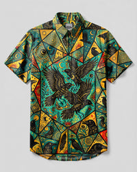 CELESTIAL MYSTIC RAVEN GRID BUTTON-DOWN COLLAR SHIRT - TYLN1609263
